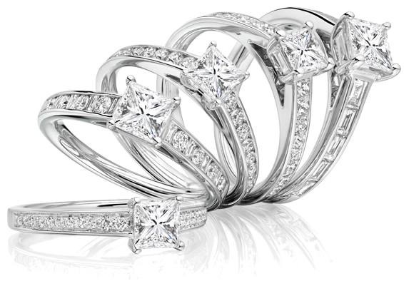 Silver rings with diamonds